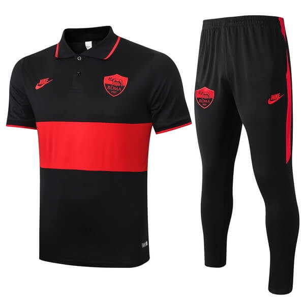 Polo AS Roma Conjunto Completo 2019-2020 Negro Rojo